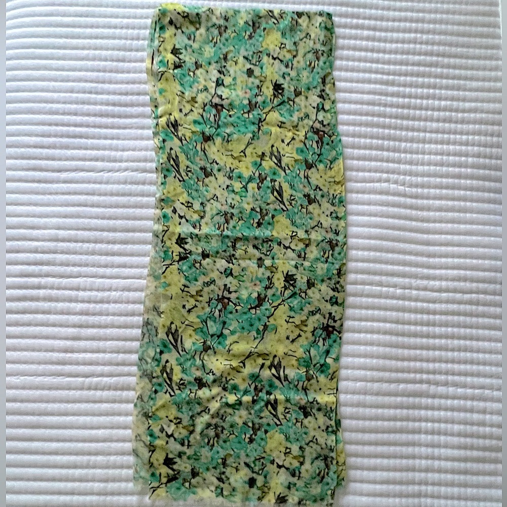 J. Crew Green and Yellow Floral Scarf